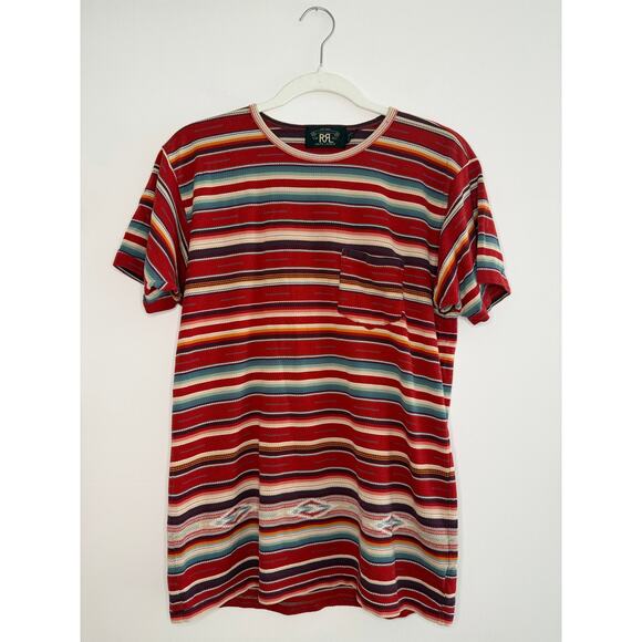 Ralph Lauren Double RRL Mens Jacquard Jersey Red   Southwestern T Shirt Medium - Picture 2 of 6